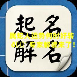属蛇人运势何时好转 🐴 专家解读来了！